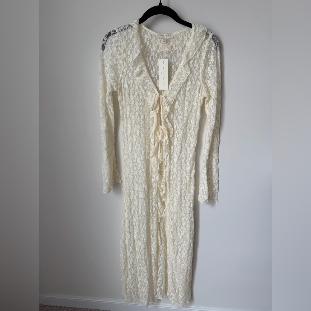 Cream Lace duster cardigan